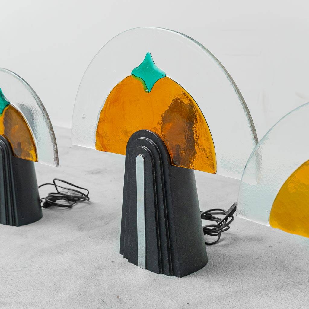Set of 3 vintage Murano glass lamps by Gambarro & Poggi, 1980s design