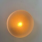 Vintage wall lamp in pressed molded sandblasted glass, France 1960