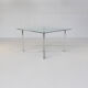 80s Chrome cross framed dining table glass table top
