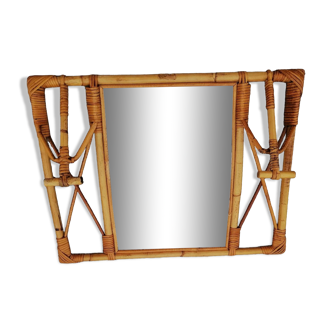 Miroir patères rotin 46x60cm