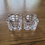 Pair of faceted glass tealight candle holders