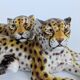 Large porcelain sculpture pair of leopards Italy 1970s Ronzan style