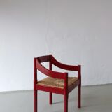 2 red Vico Magistretti “Carimate” style armchairs | Italy | 1970s