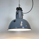 Industrial grey enamel hanging bauhaus lamp, 1930s