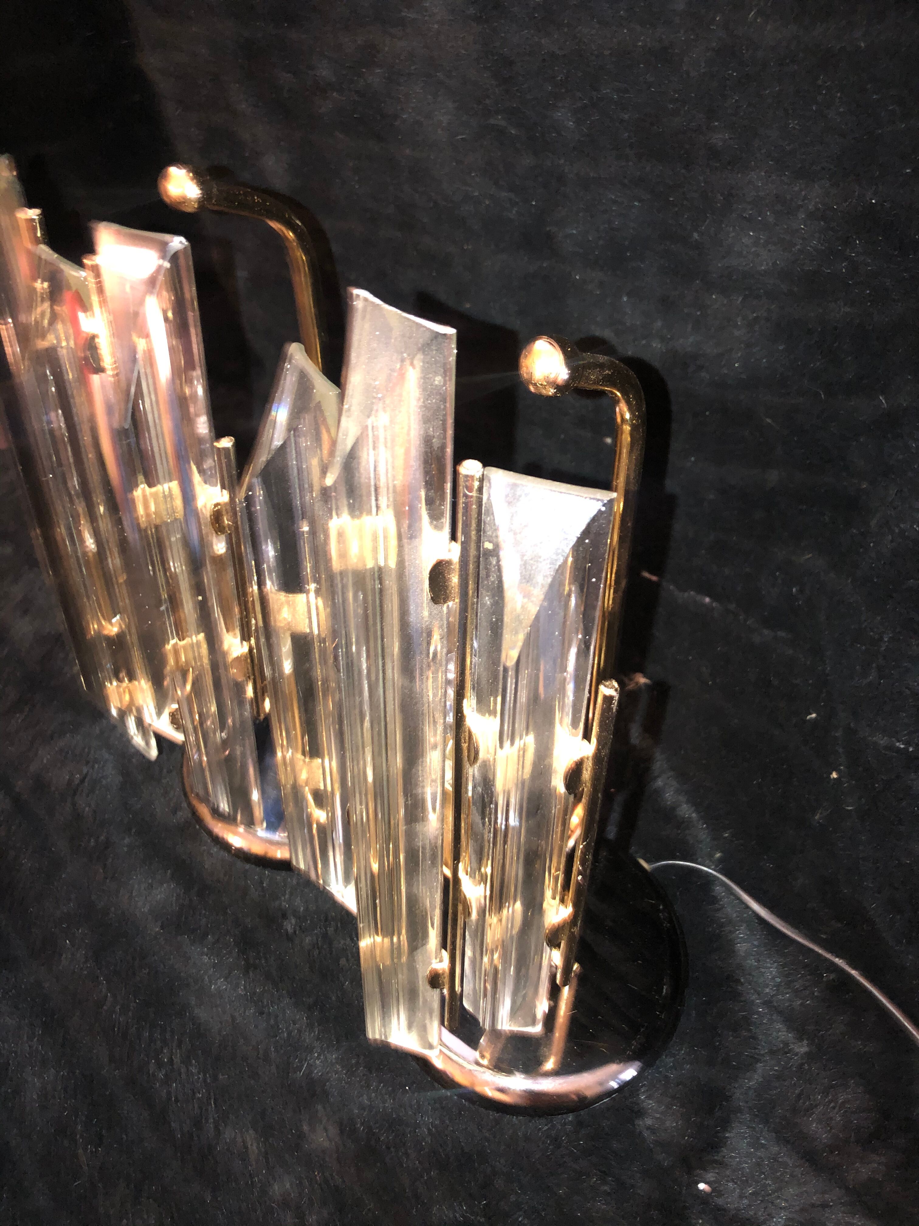 Pair of crystal lamps Venini 1980