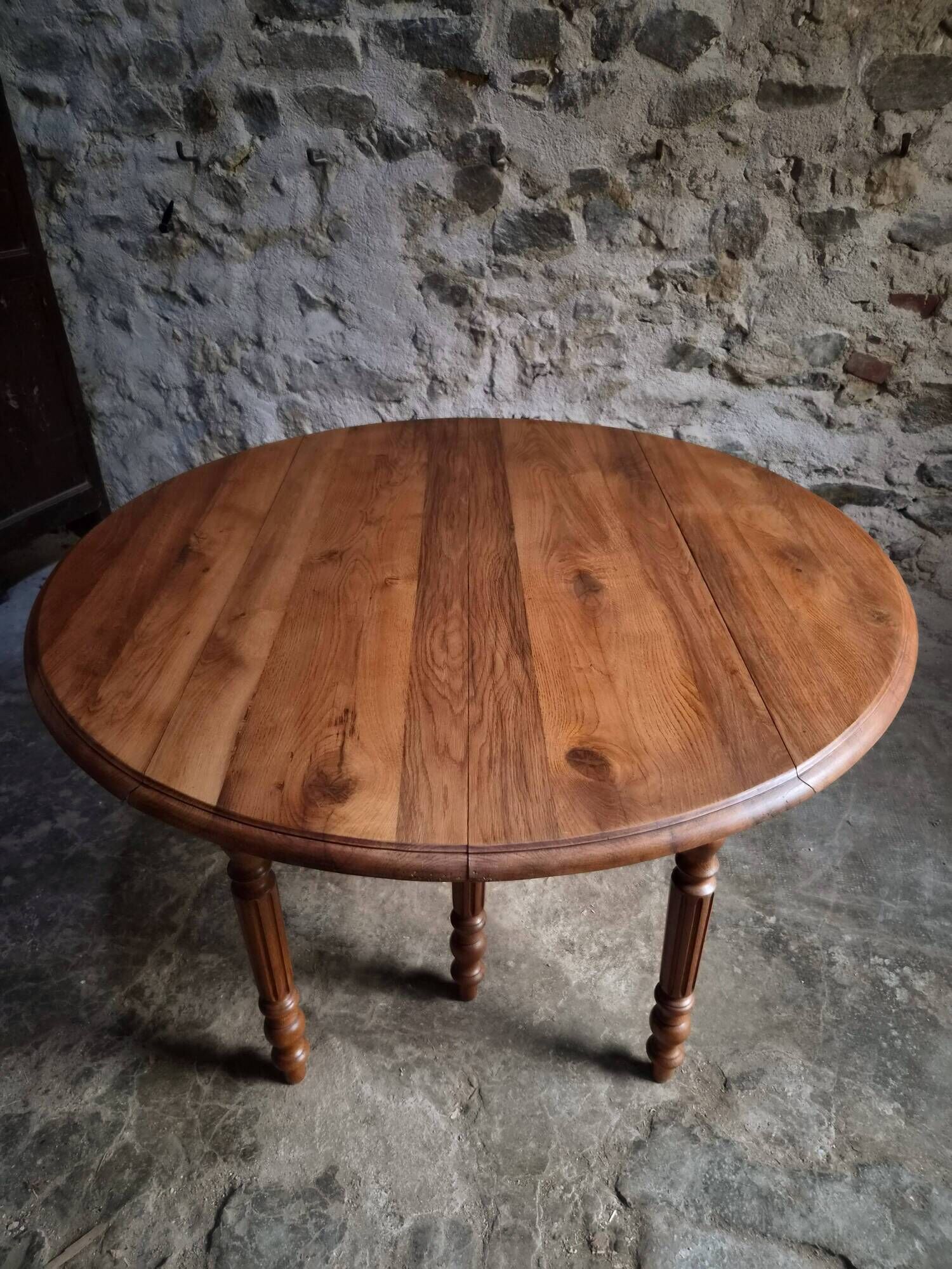 Table à manger extensible vintage en chêne / Table à abattants – 1950s–1970s, France