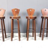 Mid century brutalist bar stools - set of 4, 1960s