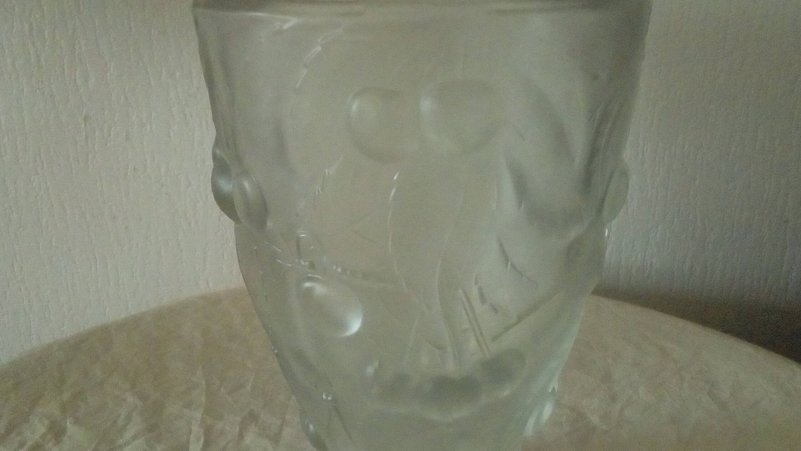 Frosted glass vase with relief cherry decoration