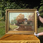 Vintage Autumn Landscape Oil Painting