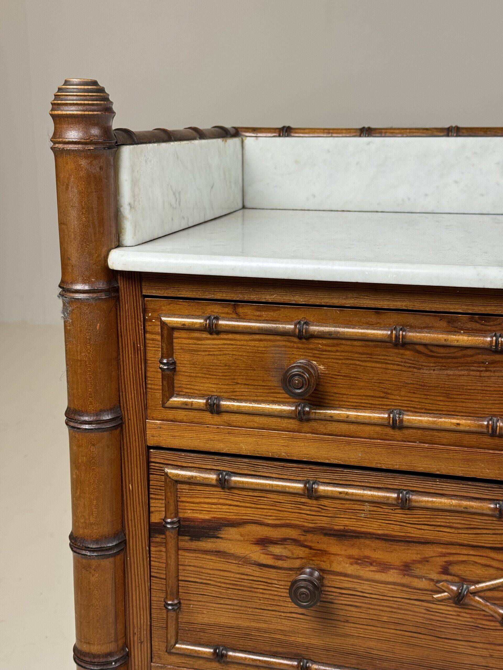 Faux bamboo chest of drawers 1900