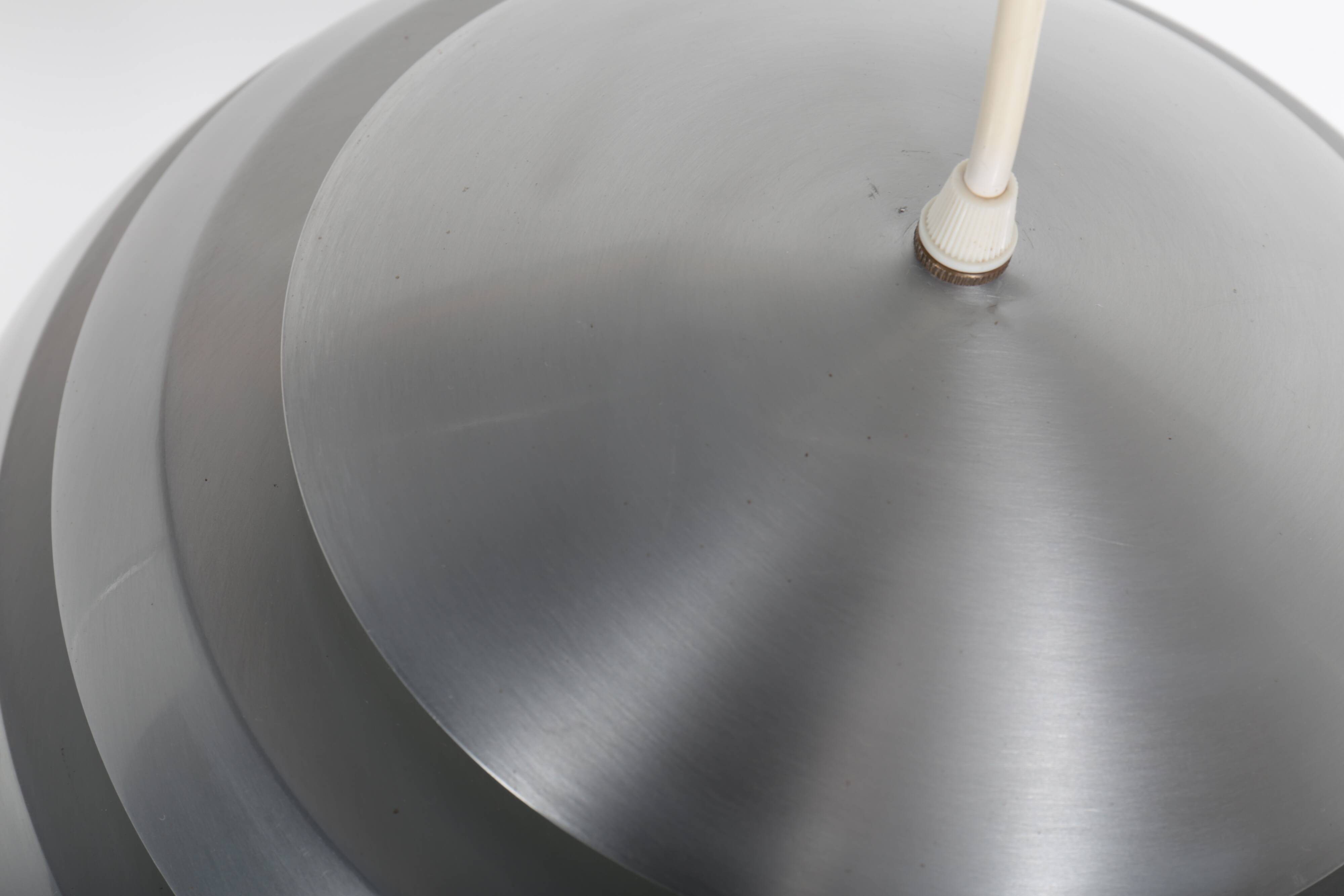 Vintage pendant light with brushed aluminum slats, 1970s