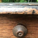 Old farmhouse table desk 1 drawer solid wood patinated black top