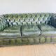 Chesterfield 3 seater sofa in English green leather