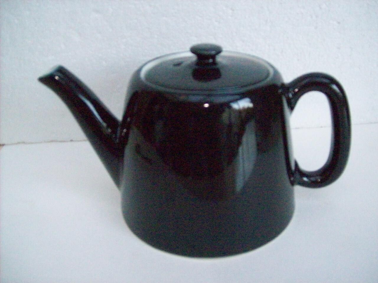 Vintage black ceramic teapot
