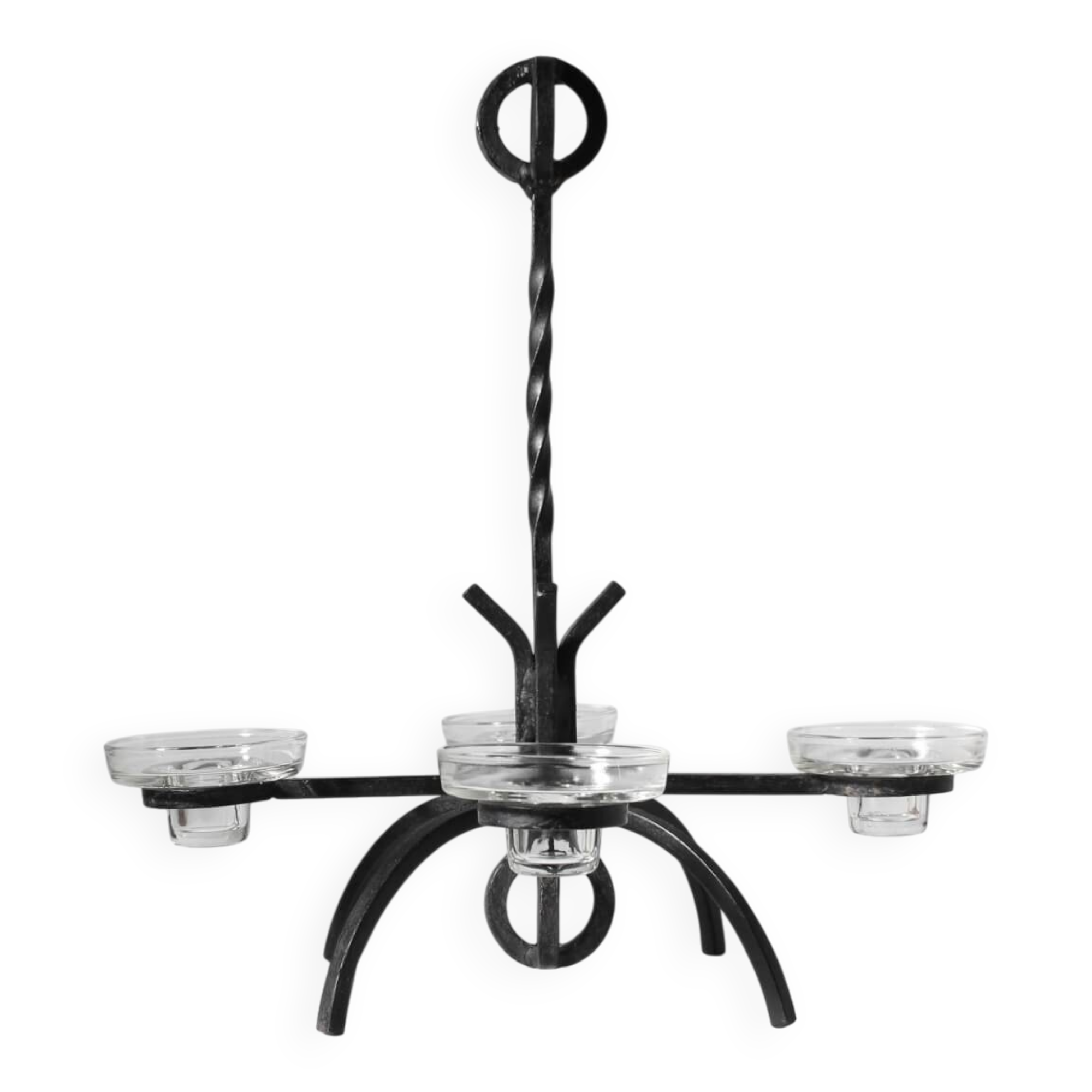 Cast Iron Brutalist Chandelier