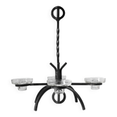 Chandelier brutaliste en fonte
