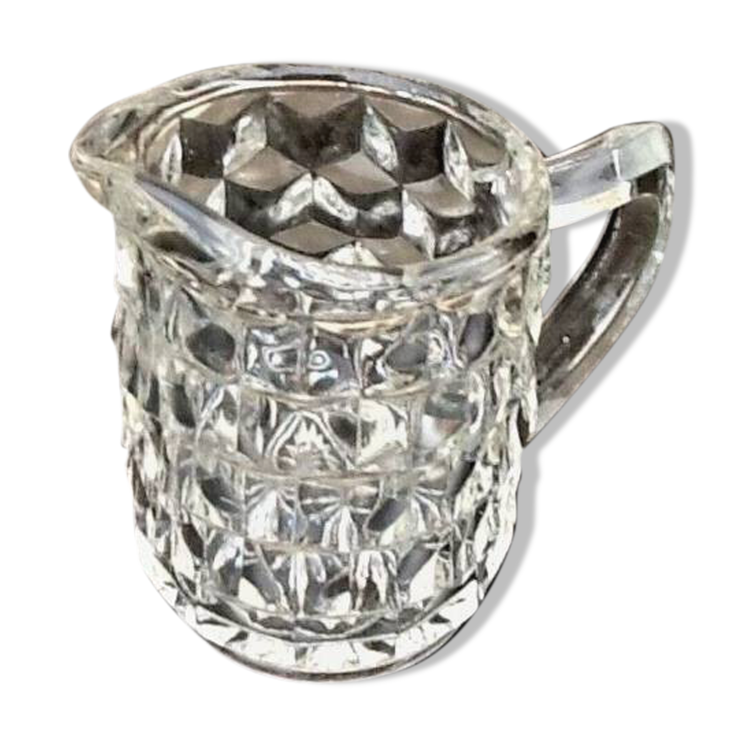 Pot / Milk pitcher Clear glass molded with diamond tip