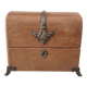 Vintage leather and silver metal jewelry box.