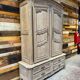 Aero-blasted solid oak wardrobe - Louis XV style