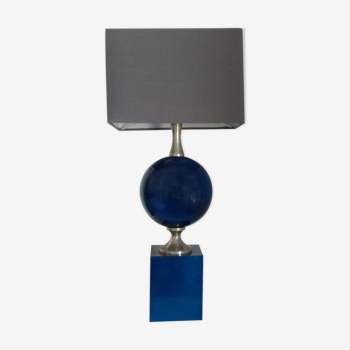Lampe métal bleue Philippe Barbier