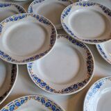 Set of 12 antique Art Deco plates, earthenware from Creil Montereau.