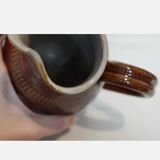 Ancien pichet cruche en grès marron vernissé H 20.5 cm