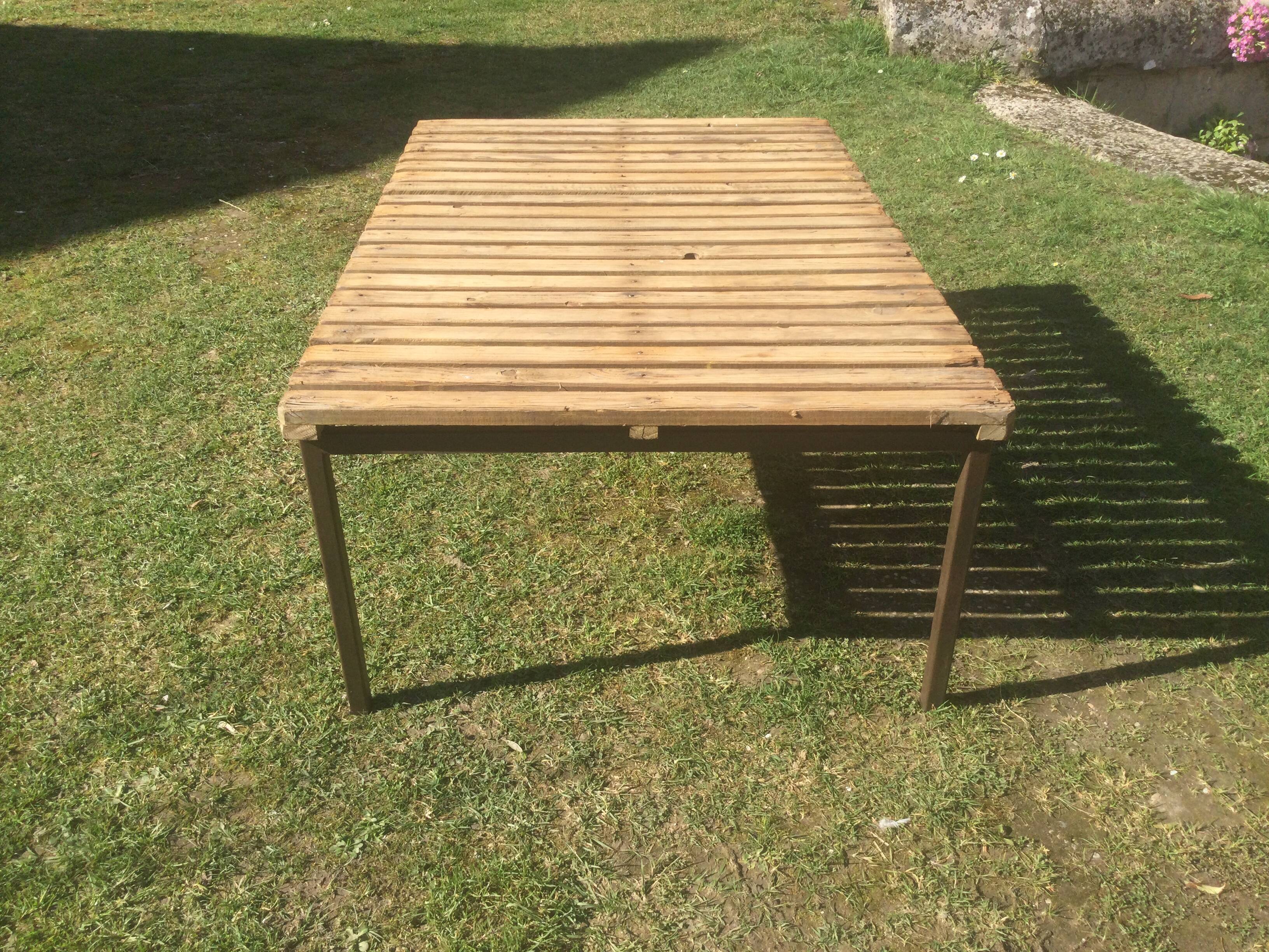 Wood and iron coffee table
