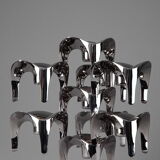 Set of 9 modular candle holders in chromed metal, nagel germany