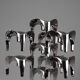 Set of 9 modular candle holders in chromed metal, nagel germany