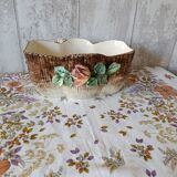 Longchamp jardinière in ironstone and Art Nouveau barbotine.