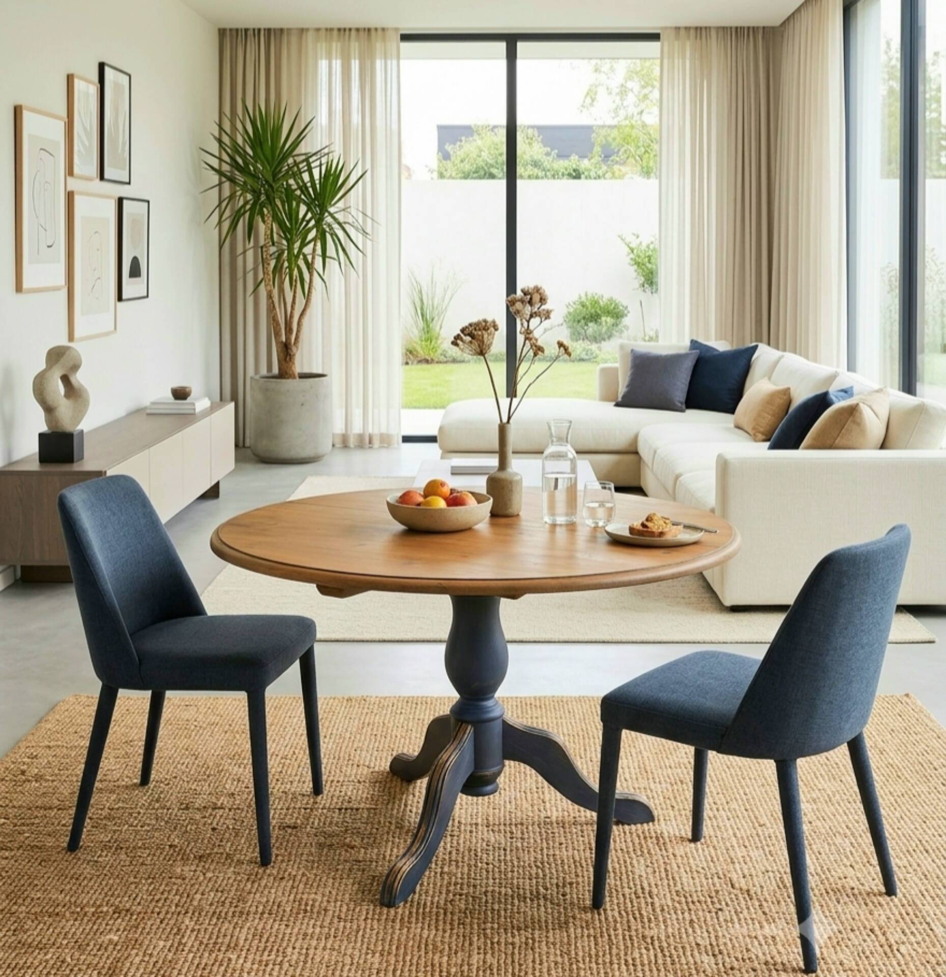 Extendable round table with central leg – Chic country spirit