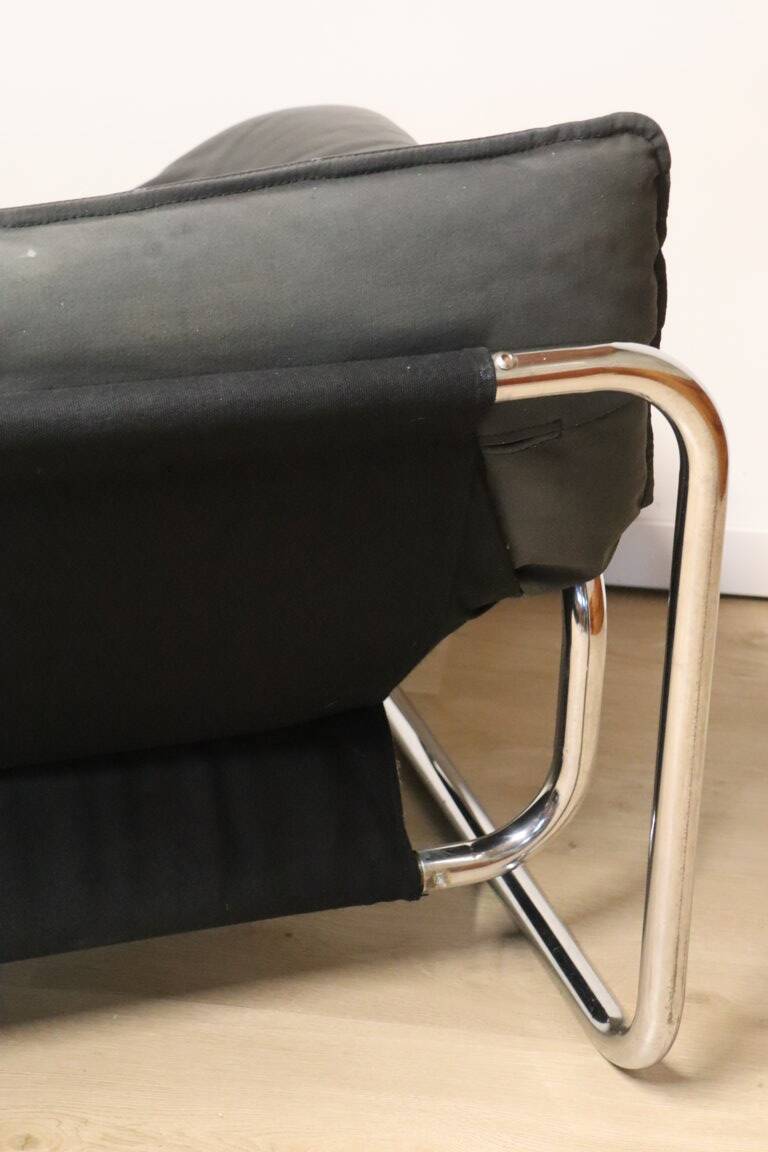 Vintage sofa by Johan Bertil Häggström for Ikéa in leather and chrome metal, 1970s