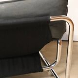 Vintage sofa by Johan Bertil Häggström for Ikéa in leather and chrome metal, 1970s
