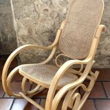 Rocking chair with cane seat and backrest