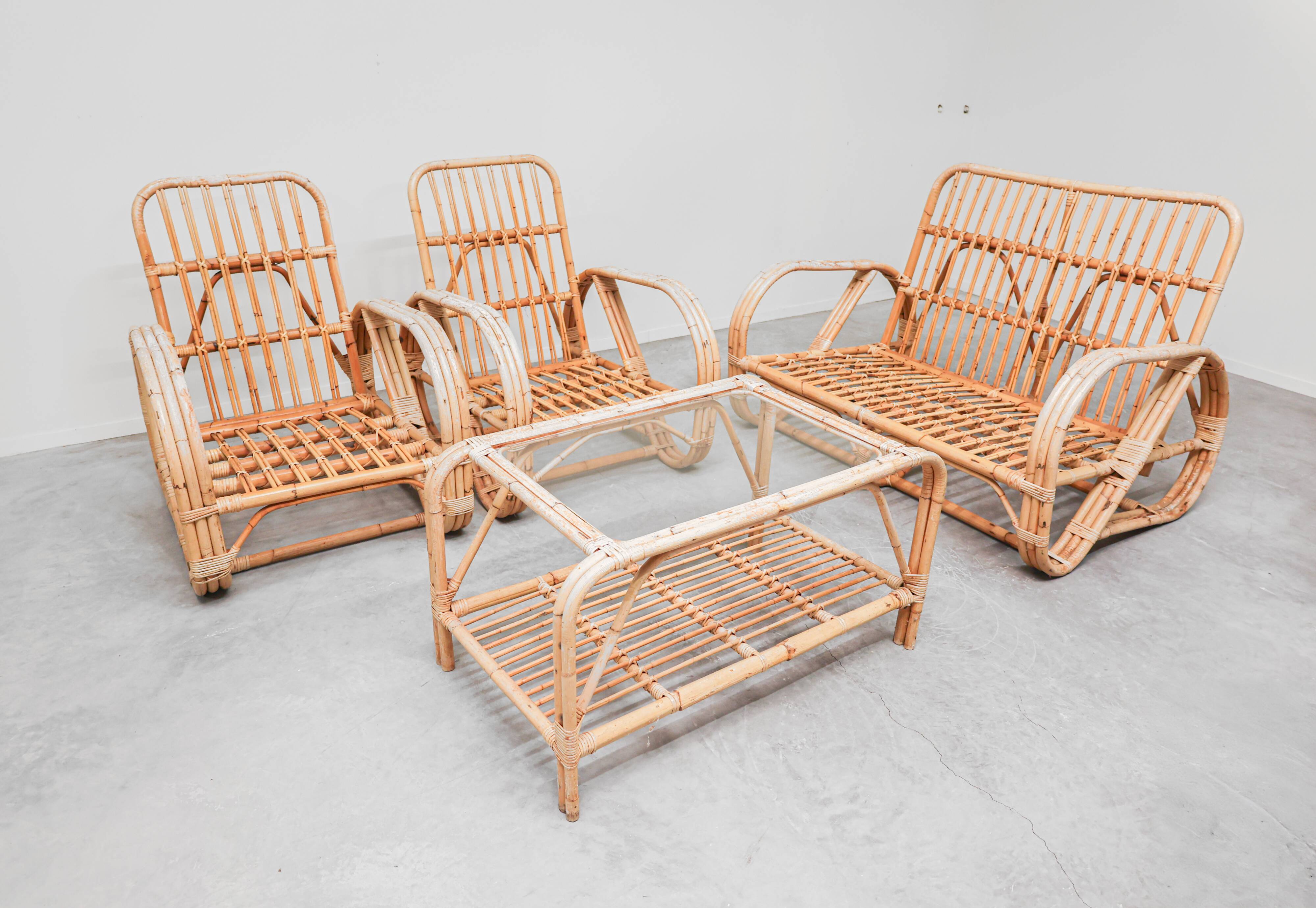 Vintage Rattan Lounge Set