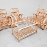 Ensemble de salon en rotin vintage