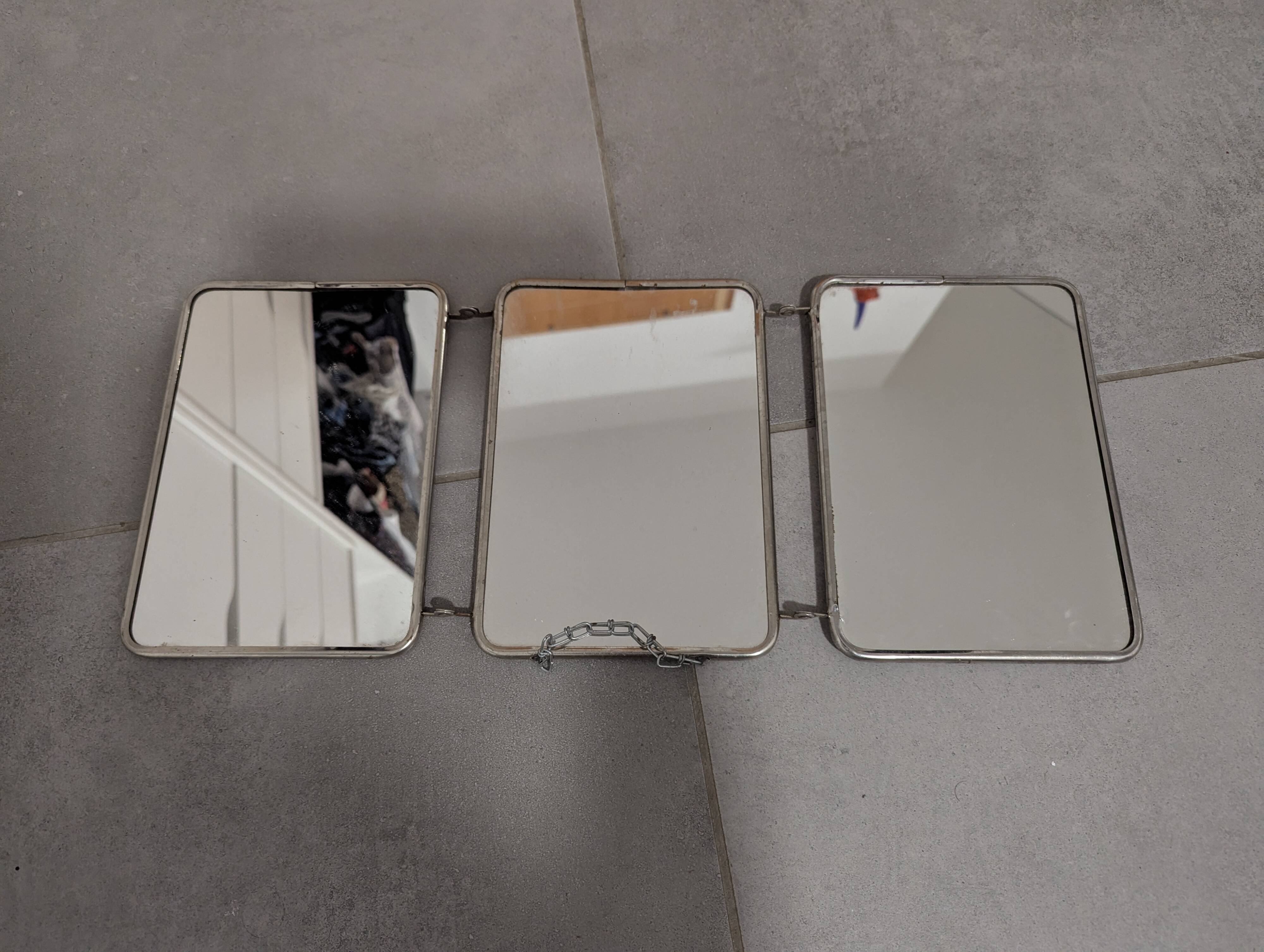 1950s triptych barber mirror