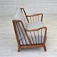 1950s, Scandinavian 2-seater sofa, reupholstered, upholstery wool, oak.
