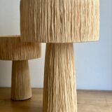 Minimalist raffia bedside table lamp