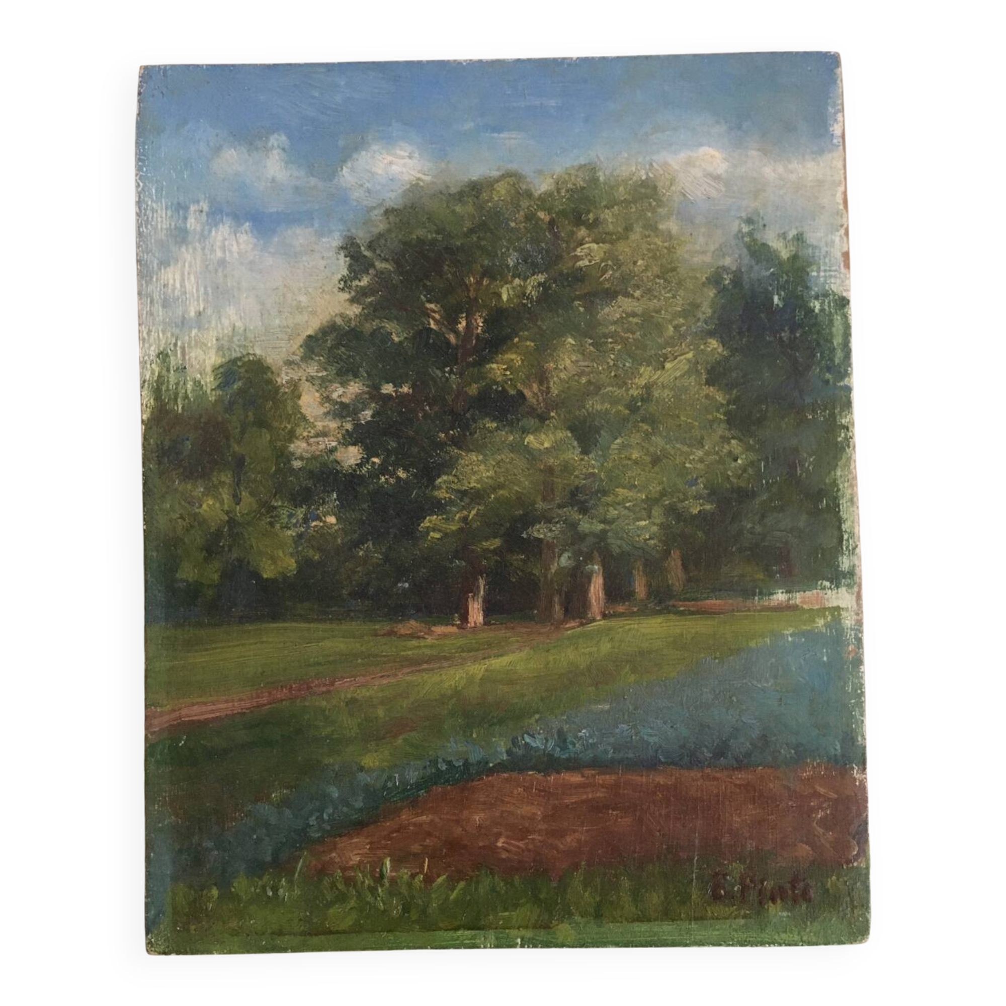 Old painting Forest landscape.