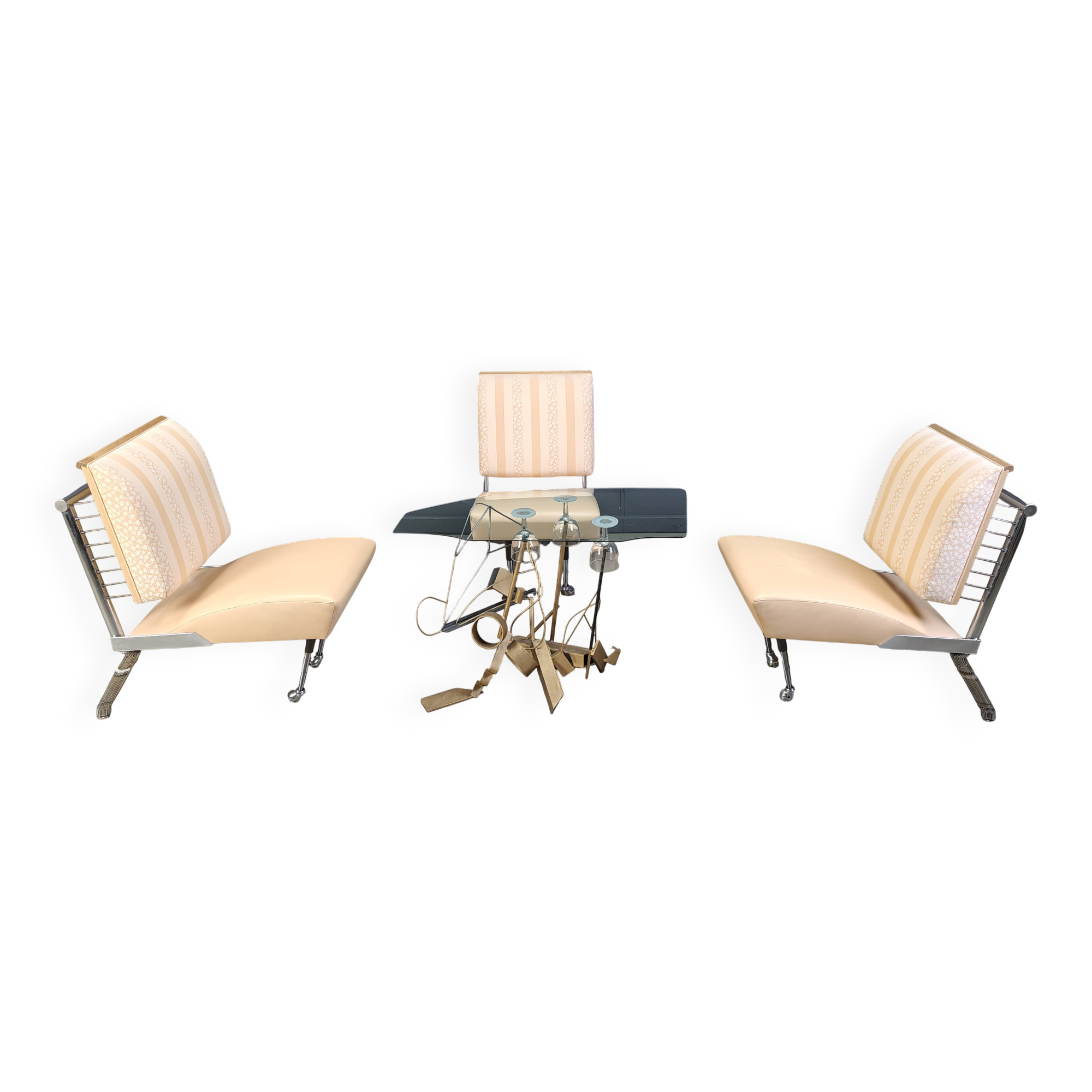 Ensemble de chaises longues sculpturales avec table basse, 1996