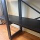 Large vintage bookshelf in solid black wood, Scandinavian style.