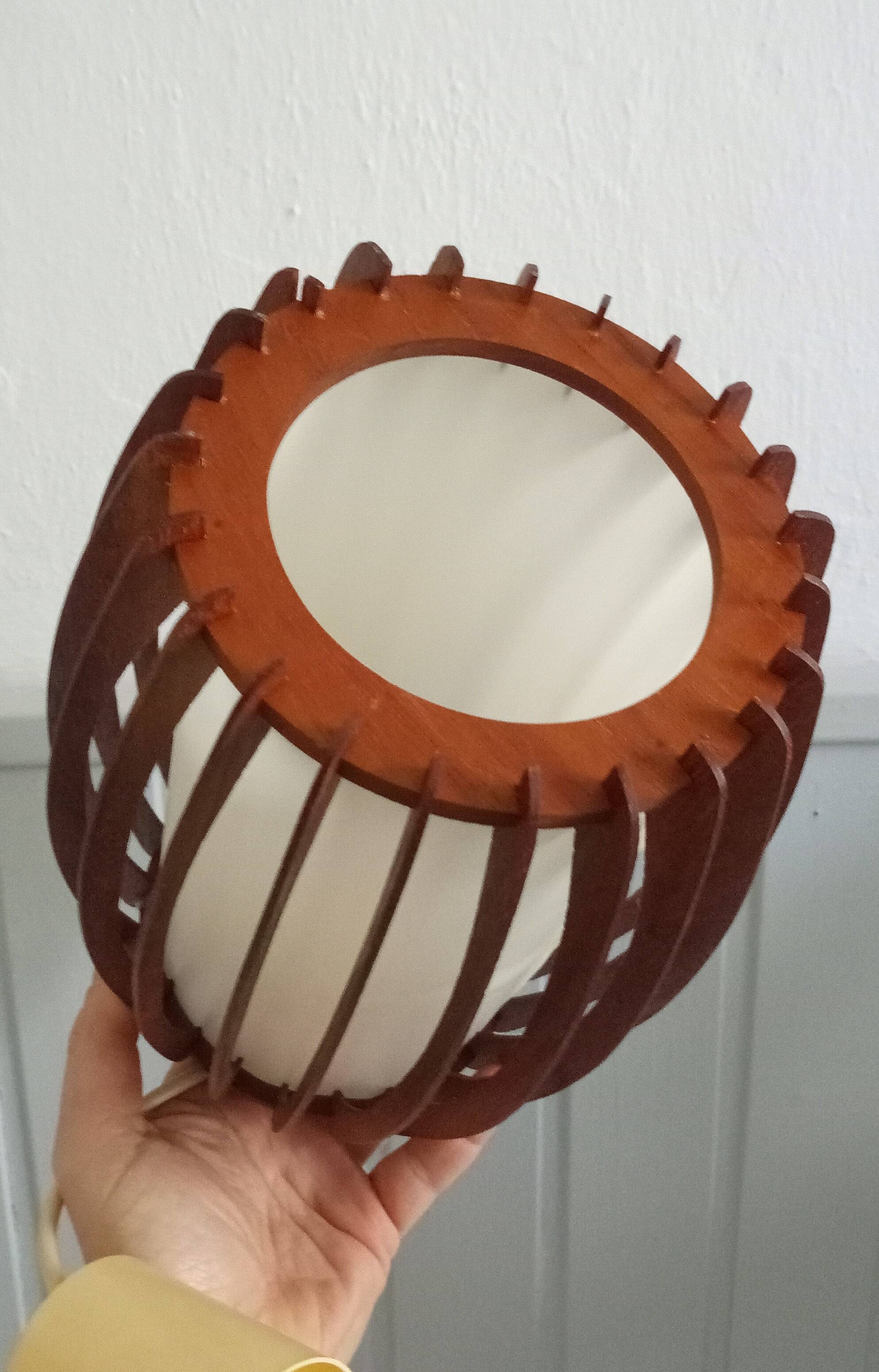 danish ceiling lamp in teak and paper from the 60s