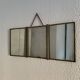 Miroir vintage 1900 triptyque barbier Art Nouveau doré - 21 x 48 cm