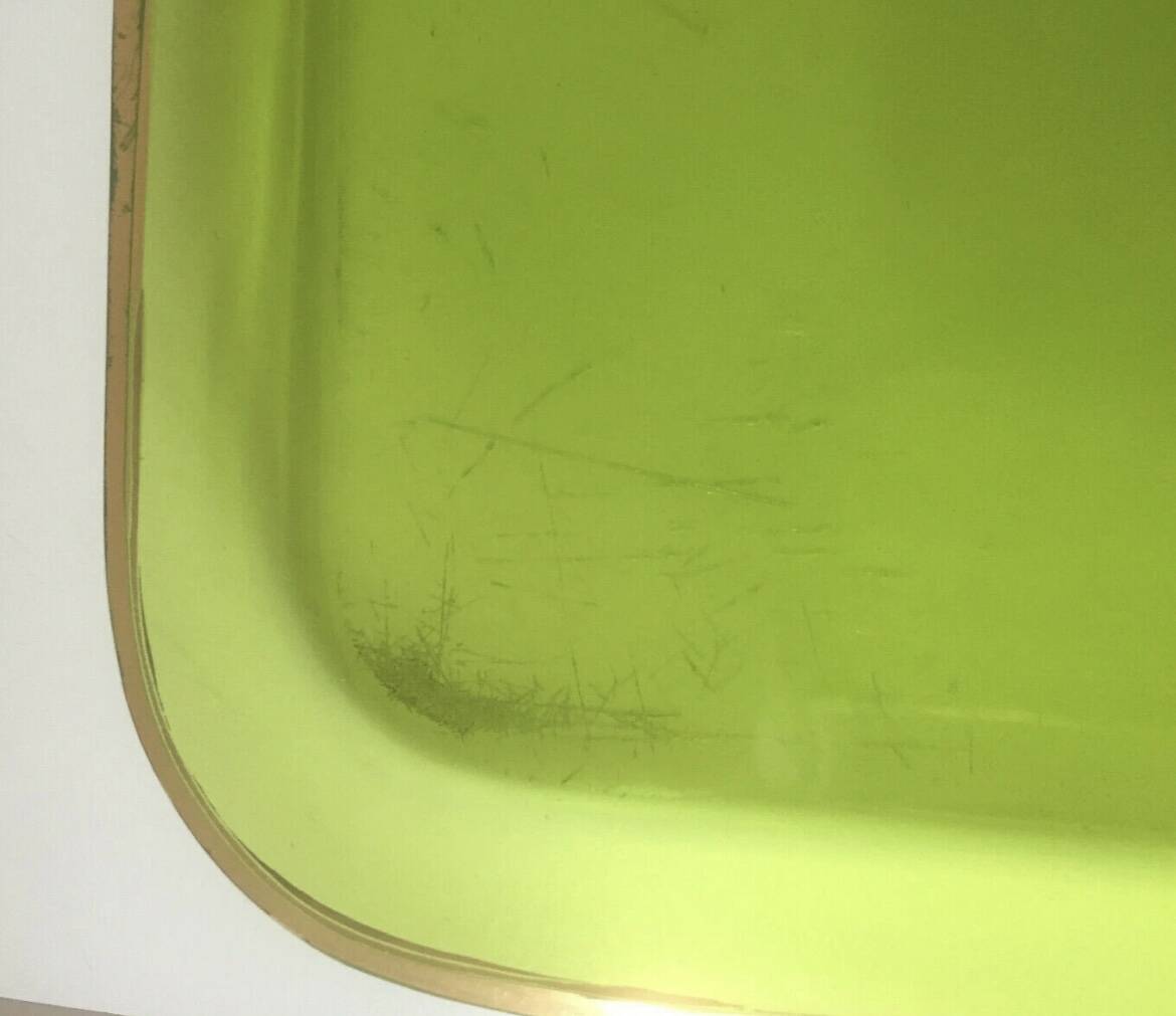 Antique Baccarat green and gold crystal tray?