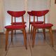Set of 4 Vintage Chairs – 50s/60s Design – Red Faux Leather – Stackable