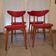 Set of 4 Vintage Chairs – 50s/60s Design – Red Faux Leather – Stackable