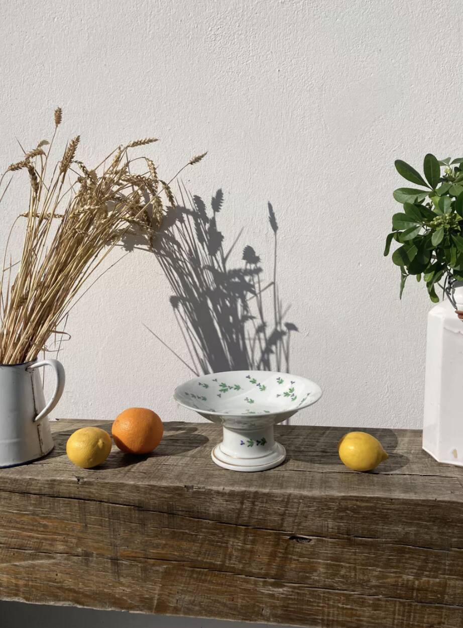 Iron earth compotier / vintage earthenware standing dish