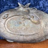 Large pocket tray with birds and cherries in silver-plated bronze