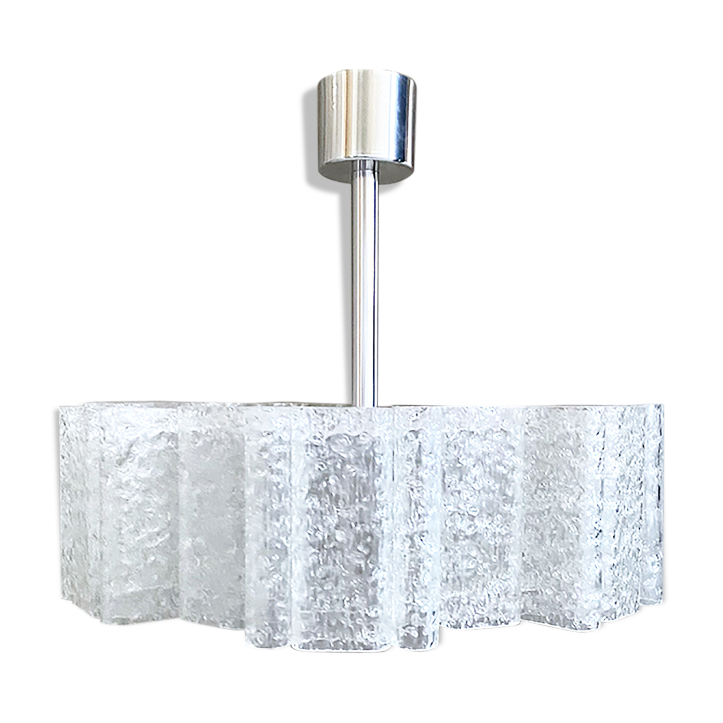 Glass chandelier by Doria Leuchten 1960s mid century lamp, vintage interior.